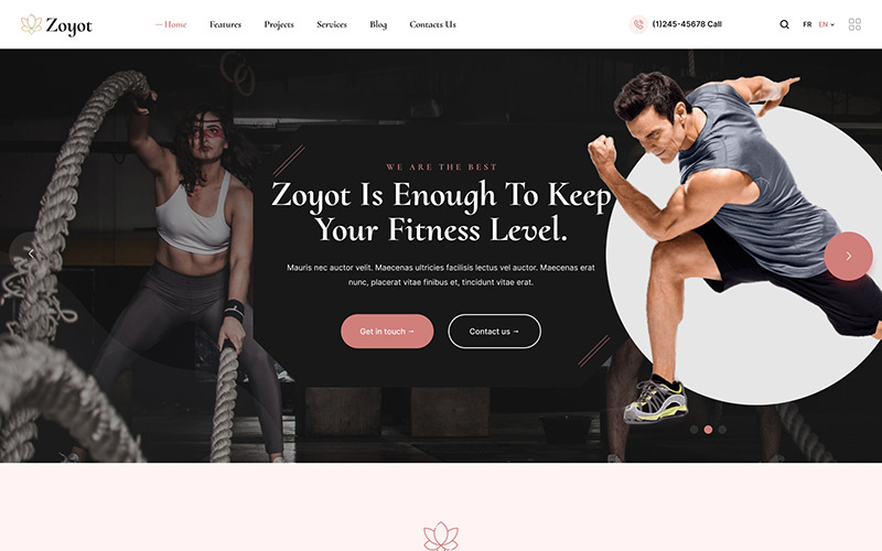 Zoyot — тема WordPress для спорта и фитнеса