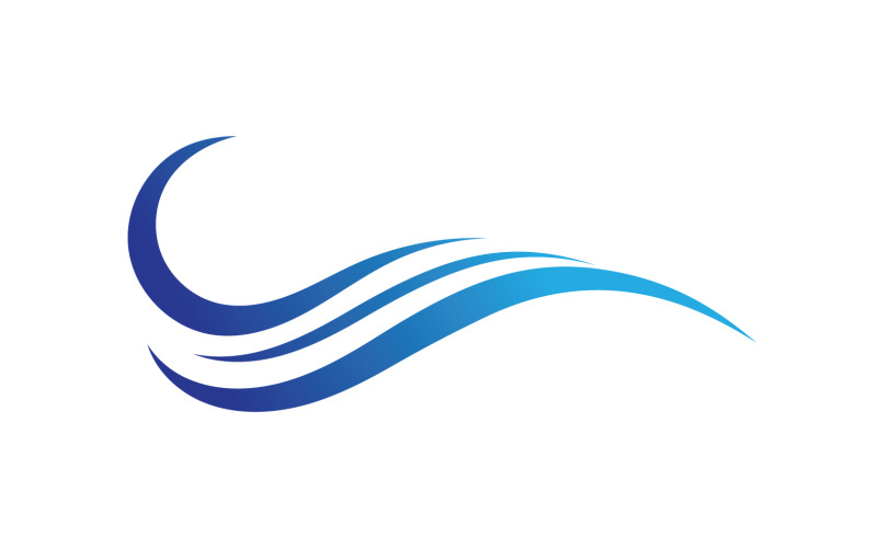 Disegno vettoriale del logo della spiaggia delle onde d'acqua v5