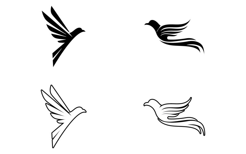 鸟翼飞行动物标志矢量设计版本 28