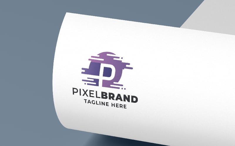 Pixel márka Letter P Pro logósablonja