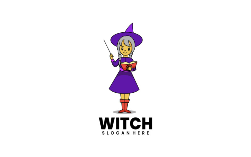 Čarodějnice Maskot Kreslené Logo
