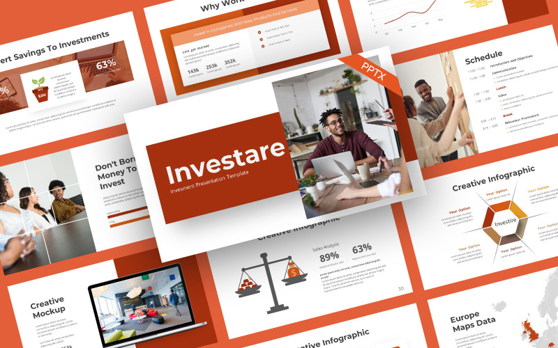 Powerpoint Inversion Text Plantilla de PowerPoint - negocio de inversión