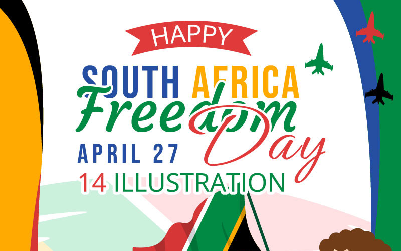 14 Mutlu Güney Afrika Özgürlük Günü İllüstrasyonu