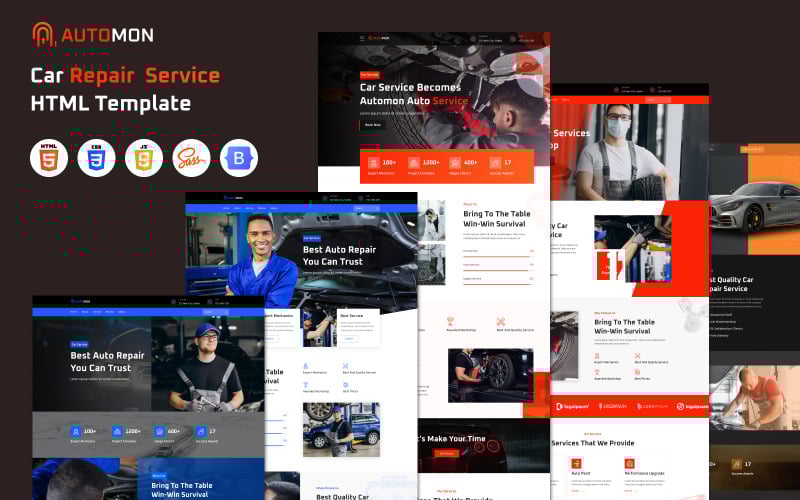 Automon - Modèle HTML de service de réparation automobile et de mécanicien automobile