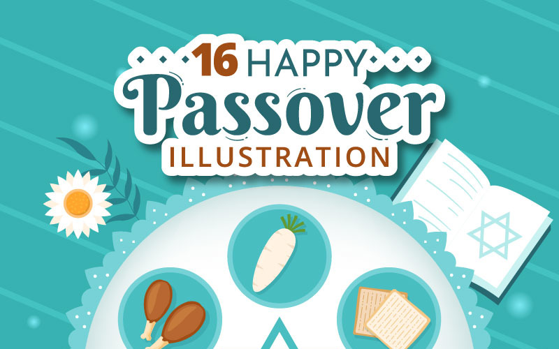 16 Feliz Pascua Judía Ilustración de vacaciones