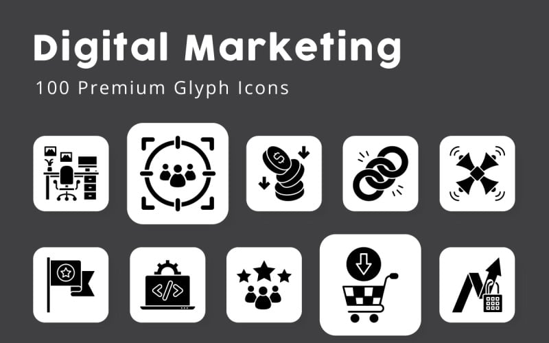Glyph-pictogrammen voor digitale marketing