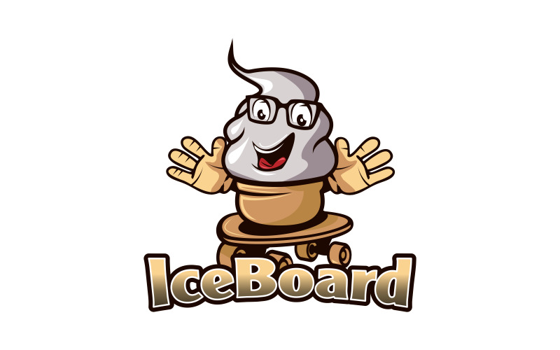冰淇淋标志，素描板吉祥物