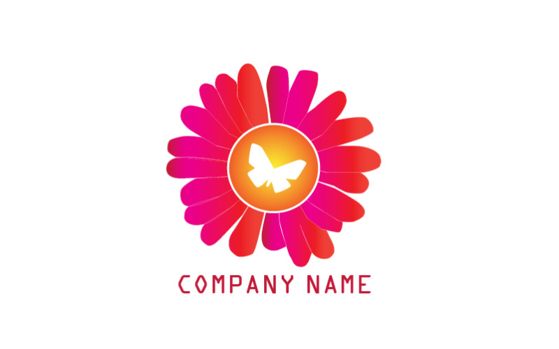 Blume und Schmetterling Vektor-Logo-Design-Vorlage