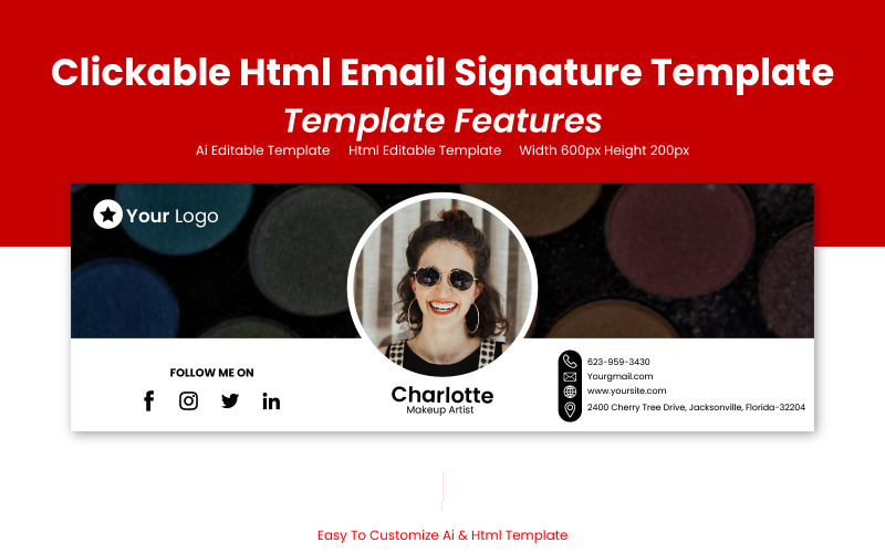 Clickable Html Email Signature Pack - Дизайн фирменного стиля