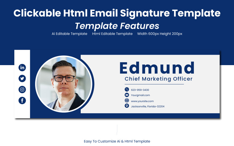 E-mailontwerp met HTML-handtekening - Klikbare HTML-handtekeningsjabloon