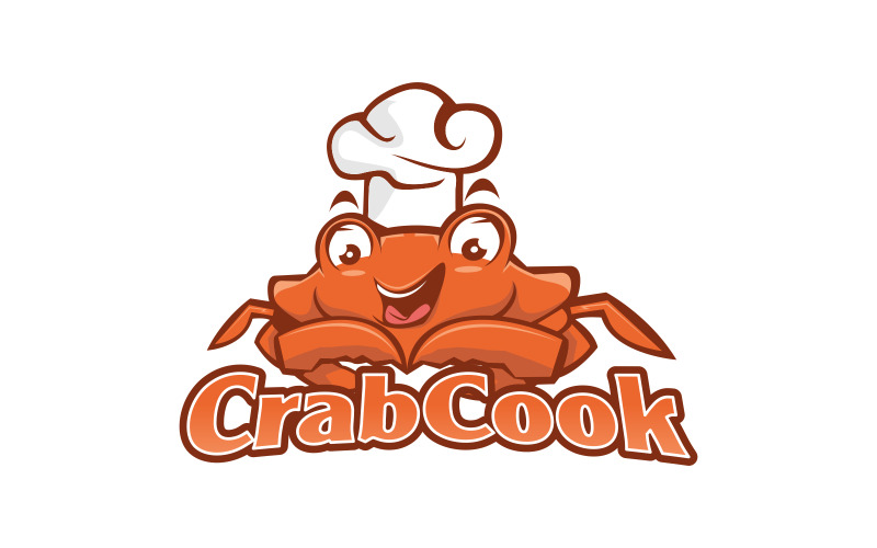 Logo della mascotte del cuoco unico del granchio del menu dei frutti di mare