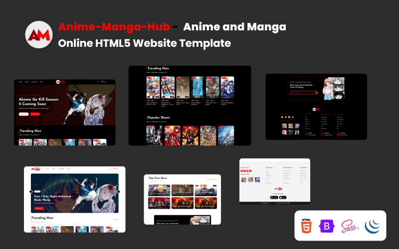 Anime-Manga-Hub - Plantilla de sitio web HTML5 de anime y manga en línea