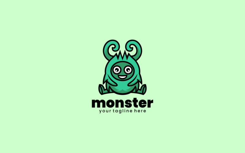 Design de logotipo de desenho animado de mascote de monstro