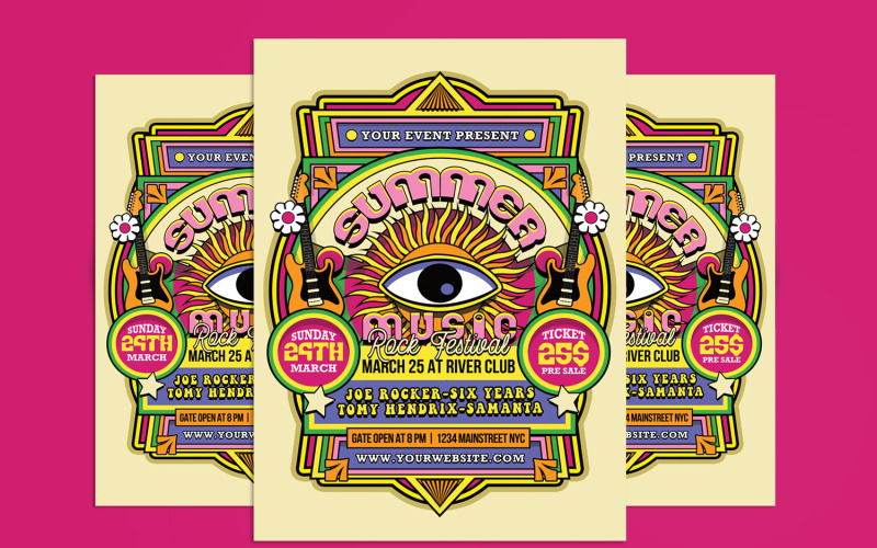 Festival de musique hippie rétro des années 70