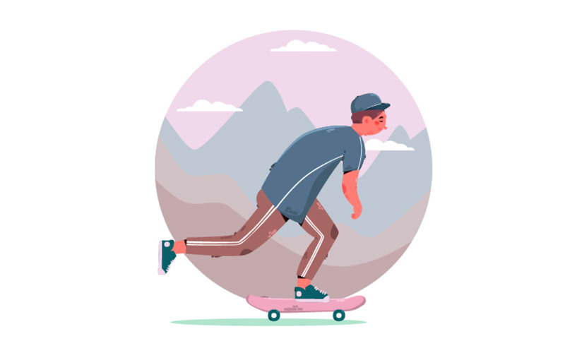 Man Rijden Skateboard Illustratie