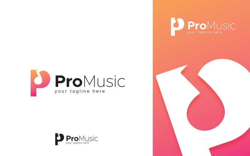 P Letter Logo Pro Music Logó