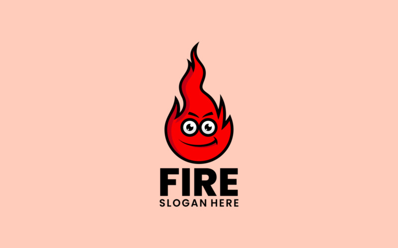 Stile di logo del fumetto della mascotte del fuoco