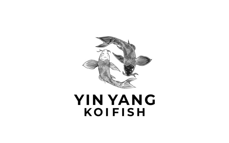 Graficzny projekt logo Yin Yang Koi