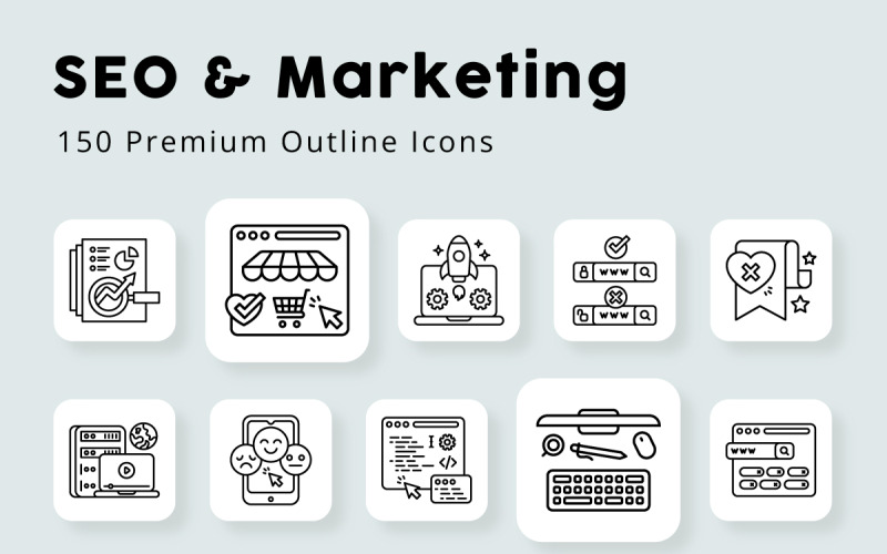 Iconos de esquema de marketing y SEO
