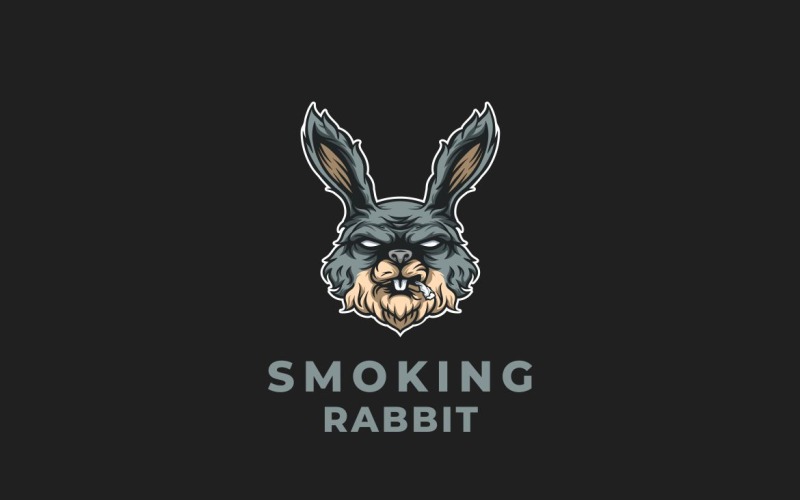 Rauchendes Kaninchen-Grafik-Logo-Design