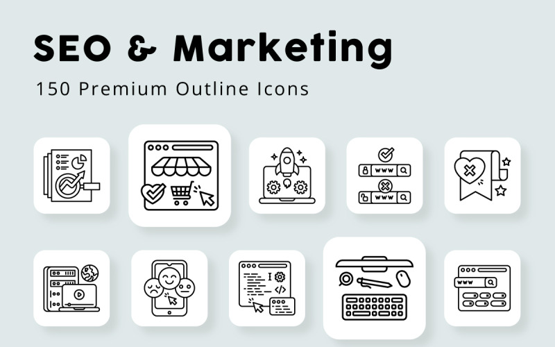 SEO en Marketing Overzicht Pictogrammen