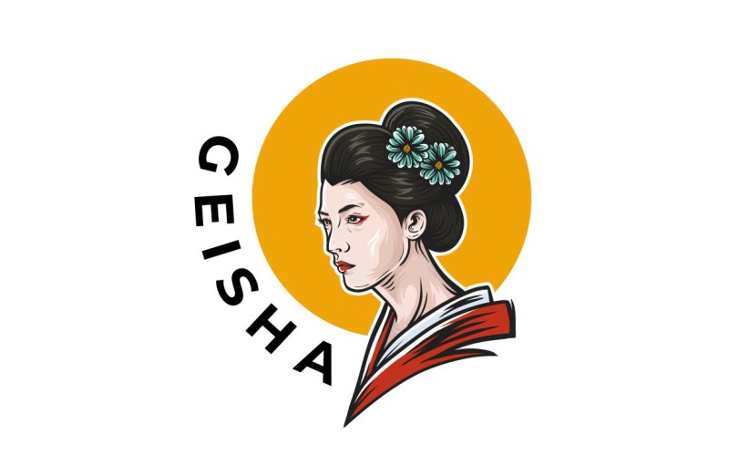 Vettore di progettazione grafica del logo Geisha