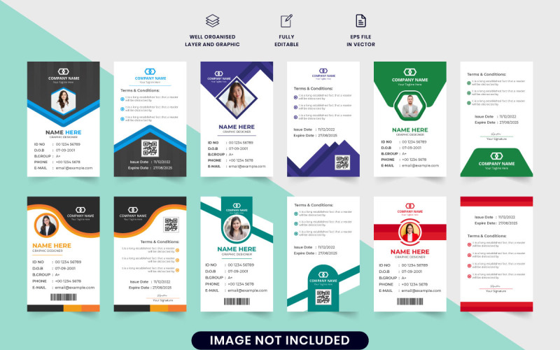 Collection de modèles de carte d'identité professionnelle
