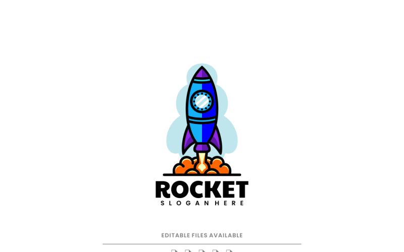 火箭简单吉祥物标志模板