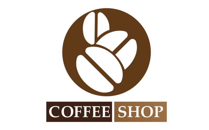 Logo de grain de café et image de boutique de symboles v11