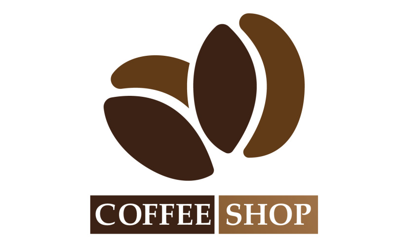 Logo del chicco di caffè e immagine del negozio di simboli v12