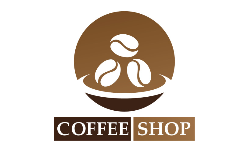 Logotipo do grão de café e imagem da loja de símbolos v22