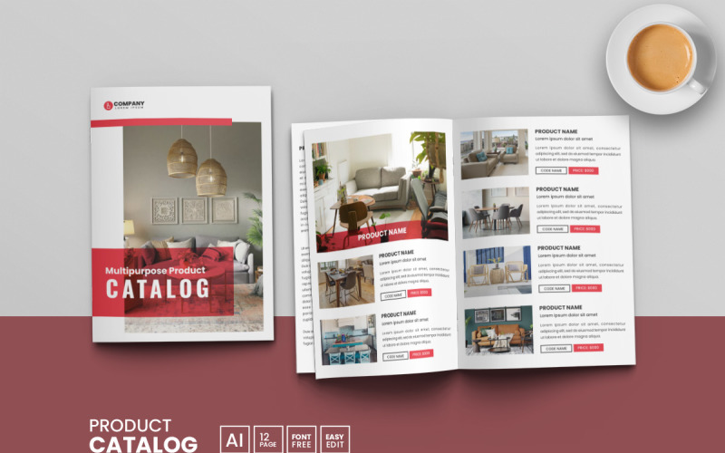 Modelo de catálogo de produtos multiuso e design de brochura de
