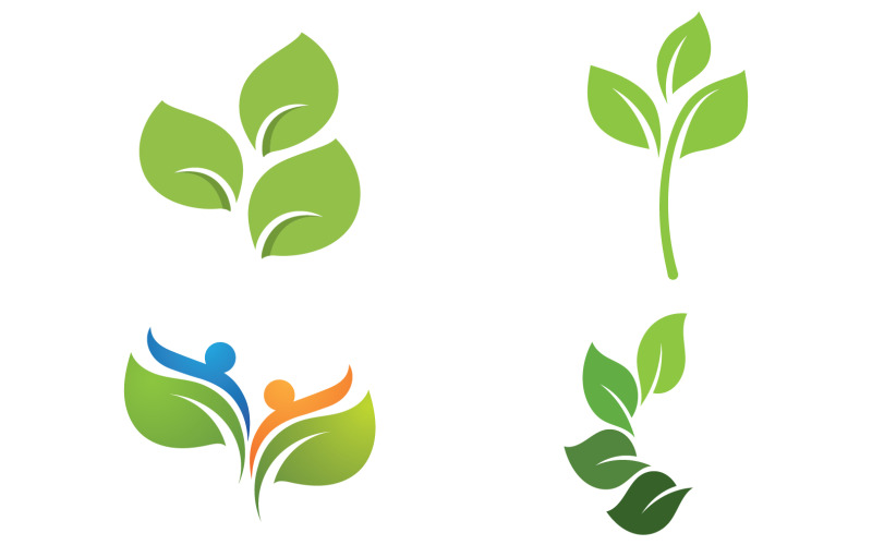Feuille verte, logo de conception de modèle d'élément d'arbre vert nature v58