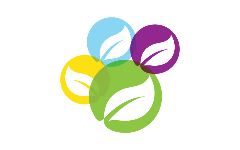 Folha verde, logotipo de design de modelo de elemento de árvore verde da natureza v15