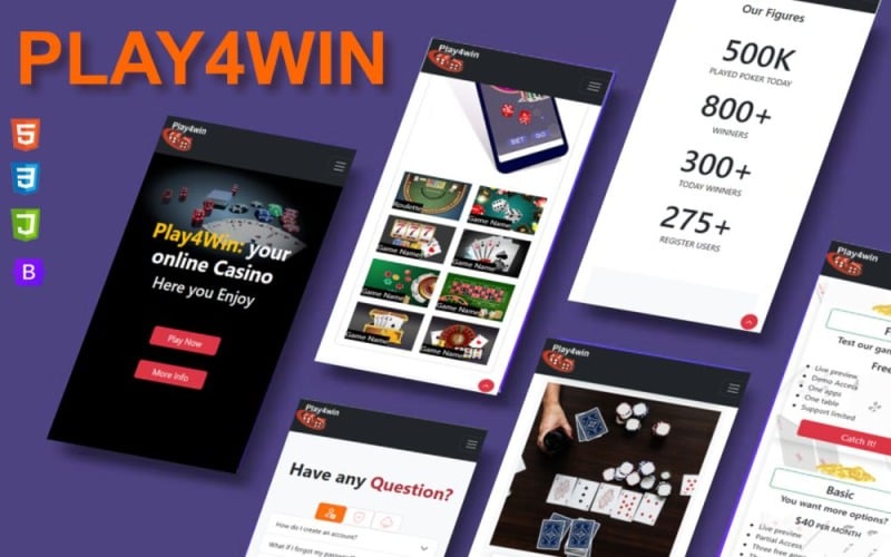 Play4Win Online Casino-bestemmingspagina-sjabloon
