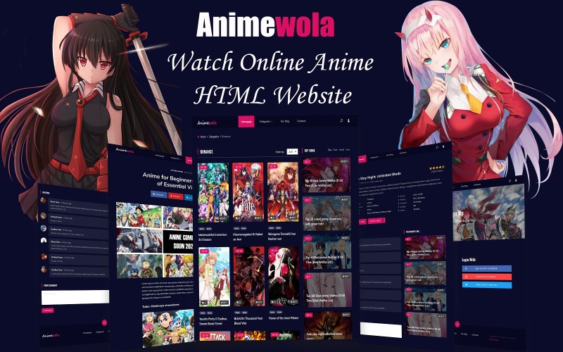 Anime wola - 在线观看动漫和动漫新闻或博客 HTML 网站模板
