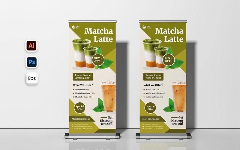 Matcha Latte Roll-Up-Banner