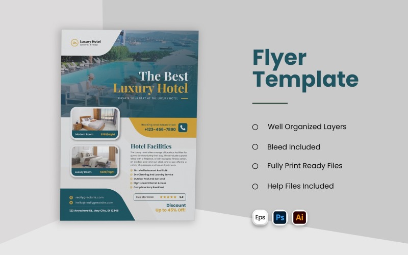 Modello di volantino per hotel di lusso