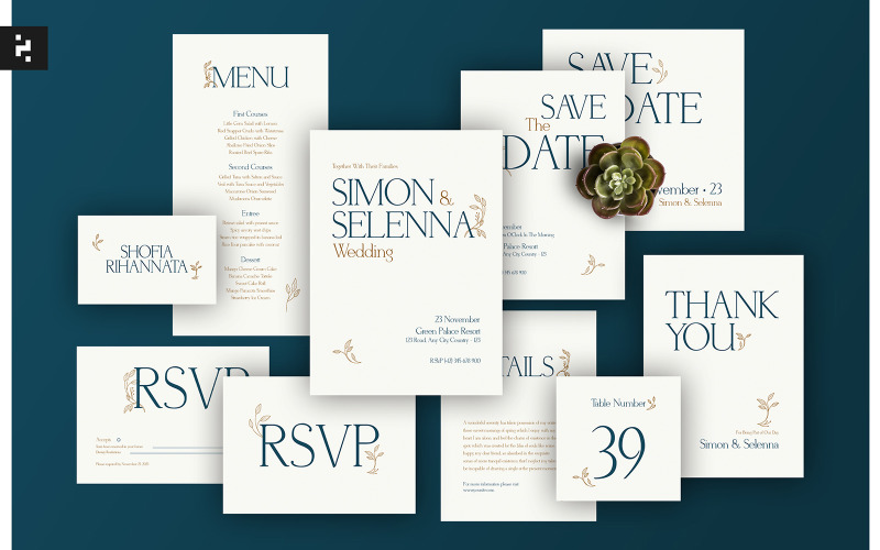 Suite de invitación de boda minimalista