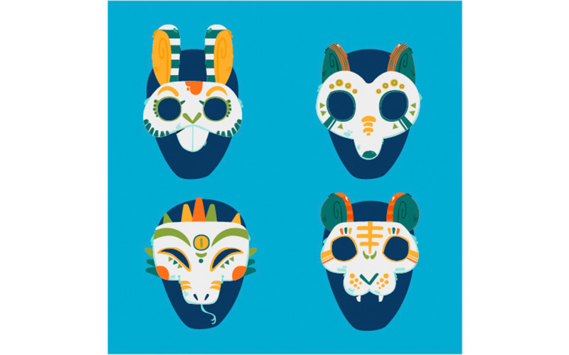 Ilustración de máscaras de carnaval