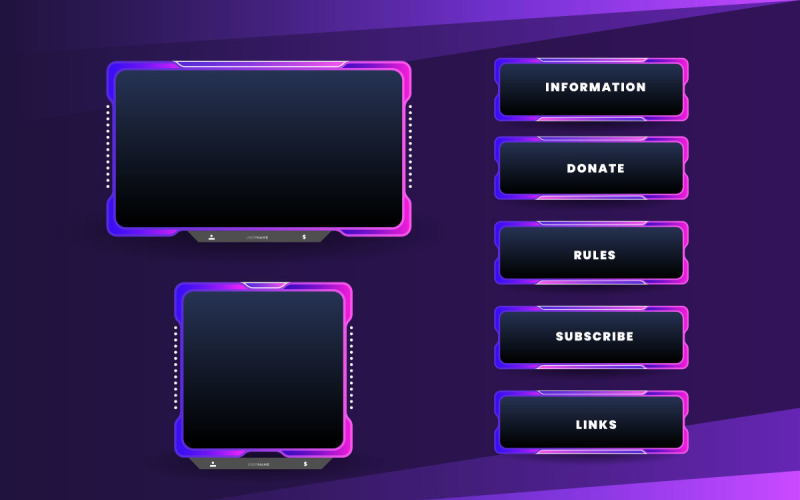 Live stream gameing panel template with game screen, live chat and ...