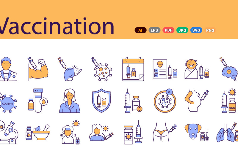Пакет іконок вакцинації | ШІ | EPS | SVG