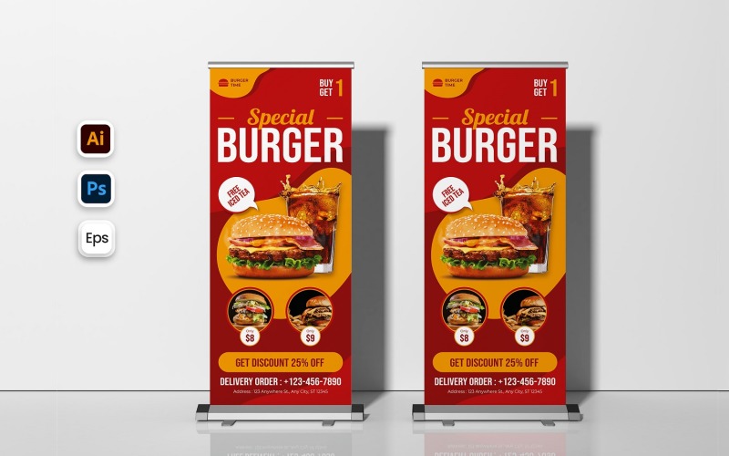 Spezielles Roll-Up-Banner für Burger