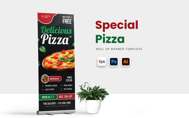 Striscione arrotolabile per pizza speciale