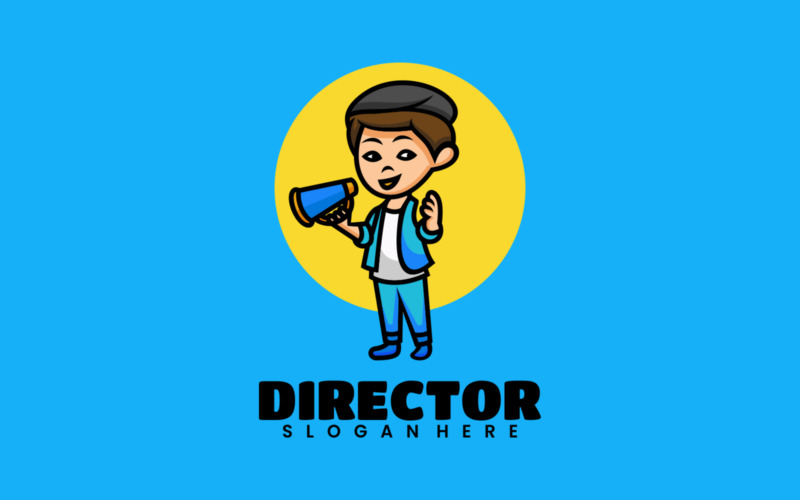 directeur, dessin animé, caractère, logo