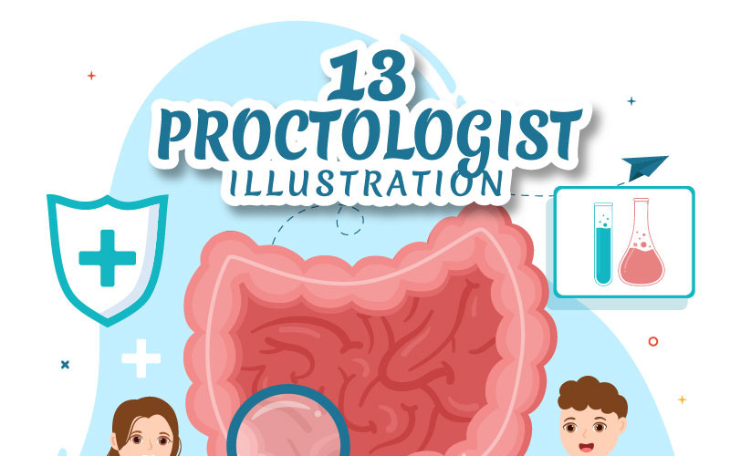 13 Ilustración de proctólogo o colonoscopia
