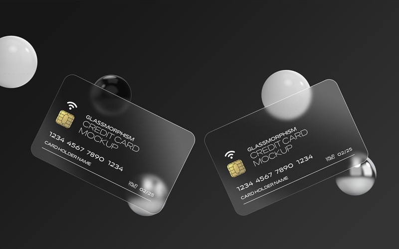 Mockup de Tarjeta de Crédito con Efecto de Vidrio Vol 05