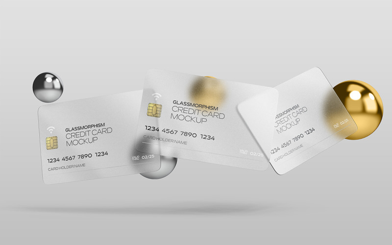 Mockup de Tarjeta de Crédito con Efecto de Vidrio Vol 11