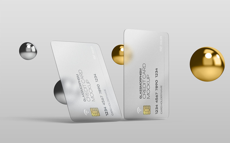 Mockup de Tarjeta de Crédito con Efecto de Vidrio Vol 12