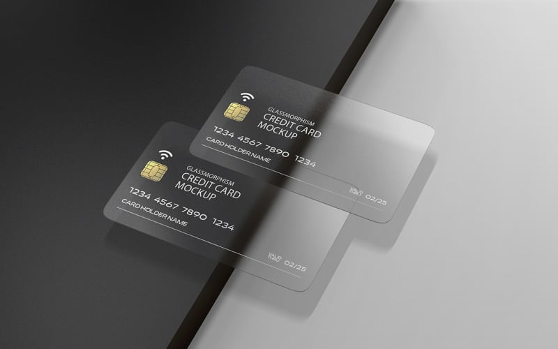 Mockup de Tarjeta de Crédito con Efecto de Vidrio Vol 16